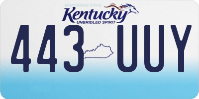 KY license plate 443UUY