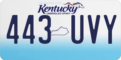 KY license plate 443UVY