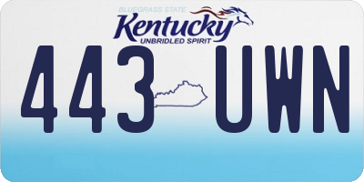 KY license plate 443UWN