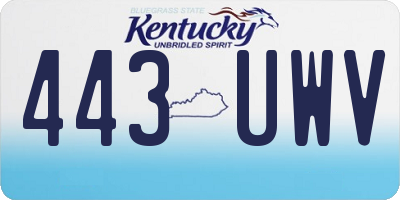 KY license plate 443UWV