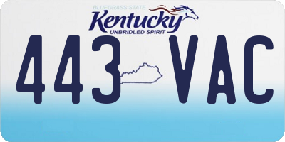 KY license plate 443VAC