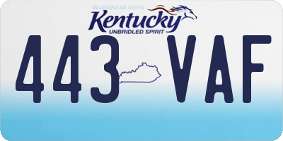 KY license plate 443VAF