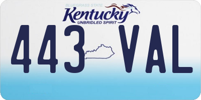 KY license plate 443VAL