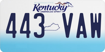 KY license plate 443VAW