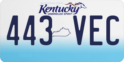 KY license plate 443VEC