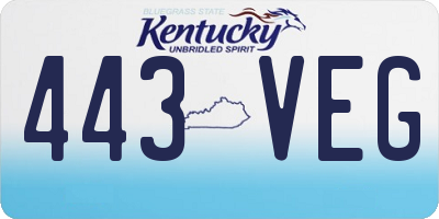 KY license plate 443VEG