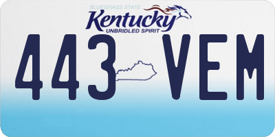 KY license plate 443VEM