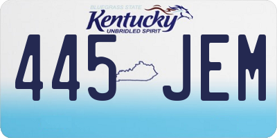 KY license plate 445JEM