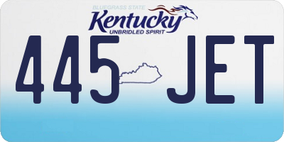 KY license plate 445JET