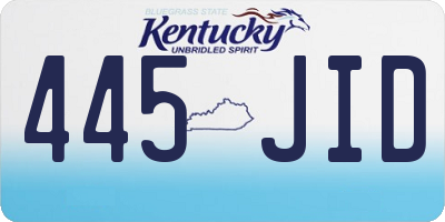KY license plate 445JID