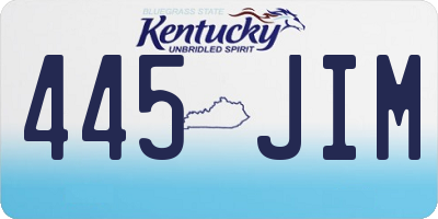 KY license plate 445JIM