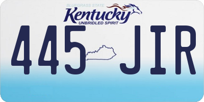 KY license plate 445JIR