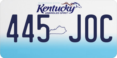 KY license plate 445JOC