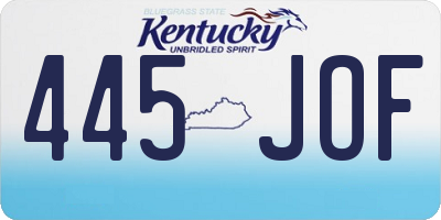 KY license plate 445JOF