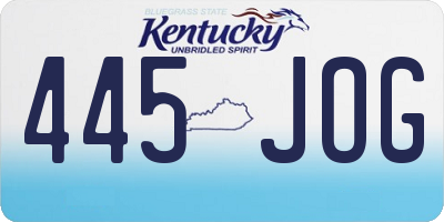 KY license plate 445JOG