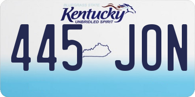 KY license plate 445JON