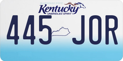 KY license plate 445JOR