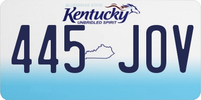 KY license plate 445JOV
