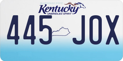 KY license plate 445JOX
