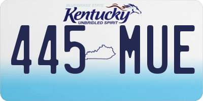 KY license plate 445MUE