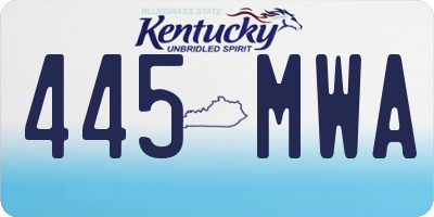 KY license plate 445MWA
