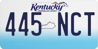 KY license plate 445NCT