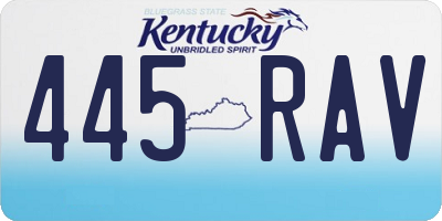 KY license plate 445RAV