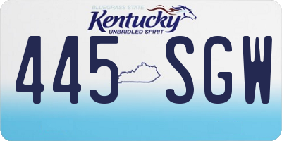 KY license plate 445SGW