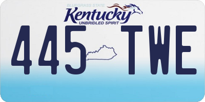 KY license plate 445TWE
