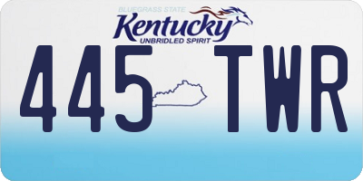 KY license plate 445TWR