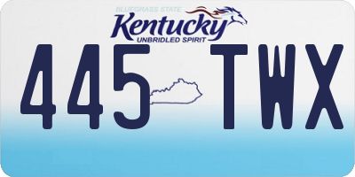 KY license plate 445TWX