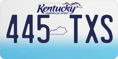 KY license plate 445TXS