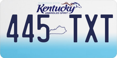 KY license plate 445TXT