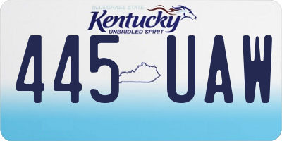 KY license plate 445UAW