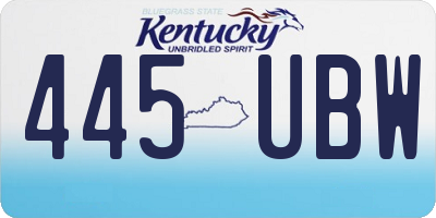 KY license plate 445UBW