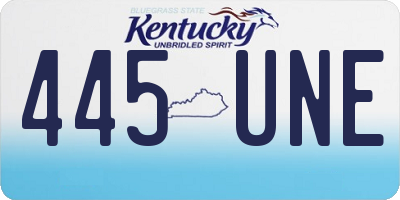 KY license plate 445UNE