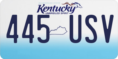 KY license plate 445USV