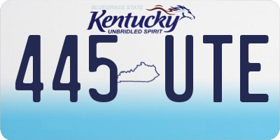 KY license plate 445UTE