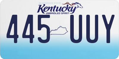 KY license plate 445UUY
