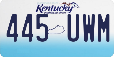 KY license plate 445UWM