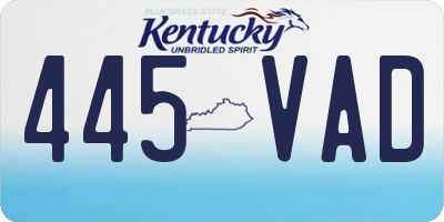 KY license plate 445VAD