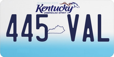 KY license plate 445VAL