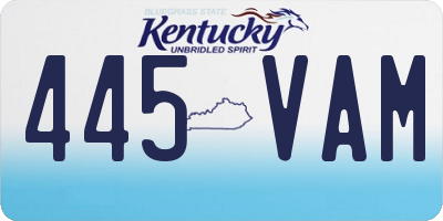 KY license plate 445VAM