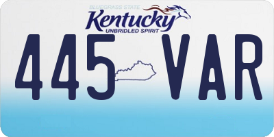 KY license plate 445VAR