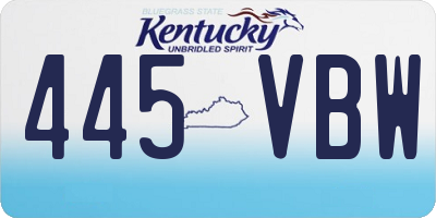 KY license plate 445VBW