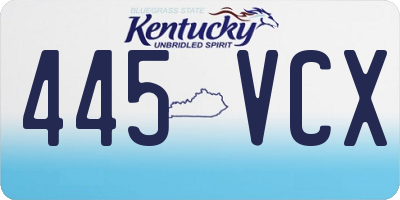 KY license plate 445VCX