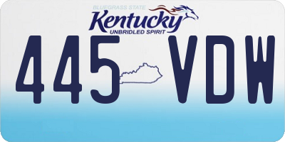 KY license plate 445VDW