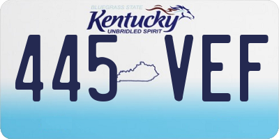KY license plate 445VEF