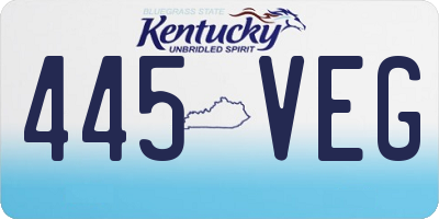 KY license plate 445VEG