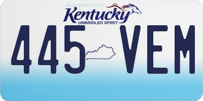 KY license plate 445VEM